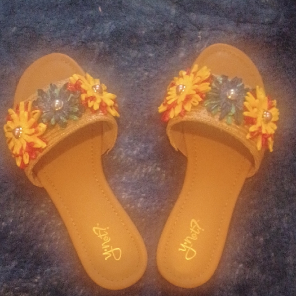 Floral Embellished Slide Sandals